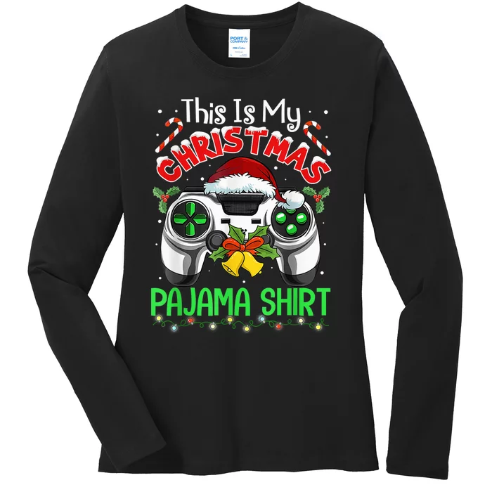 This Is My Christmas Pajama Gamer Video Game Boy Kid Ladies Long Sleeve Shirt