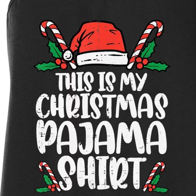 This Is My Christmas Pajama Xmas Lights Funny Holiday Women's Racerback Tank