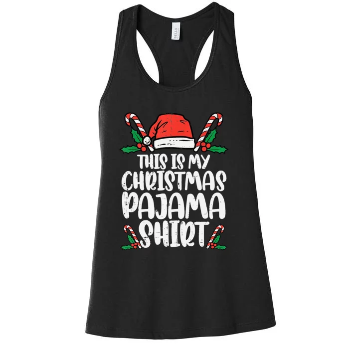 This Is My Christmas Pajama Xmas Lights Funny Holiday Women's Racerback Tank