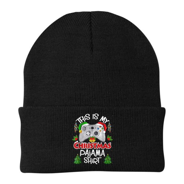 This is My Christmas Pajama Santa Hat Gamer Video Game Games Knit Cap Winter Beanie