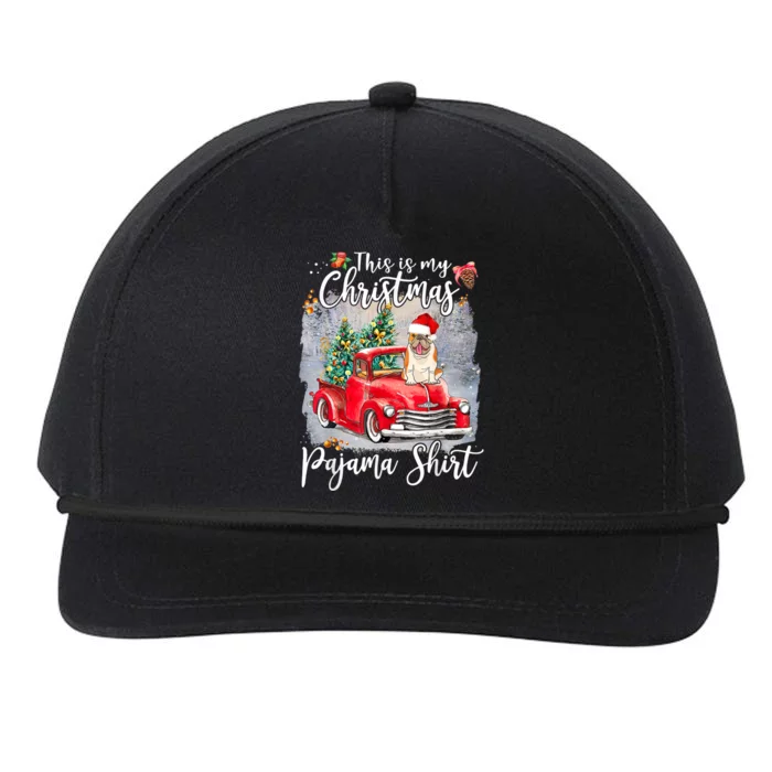 This Is My Christmas Pajama Great Gift Bulldog Dog Xmas Cute Gift Snapback Five-Panel Rope Hat