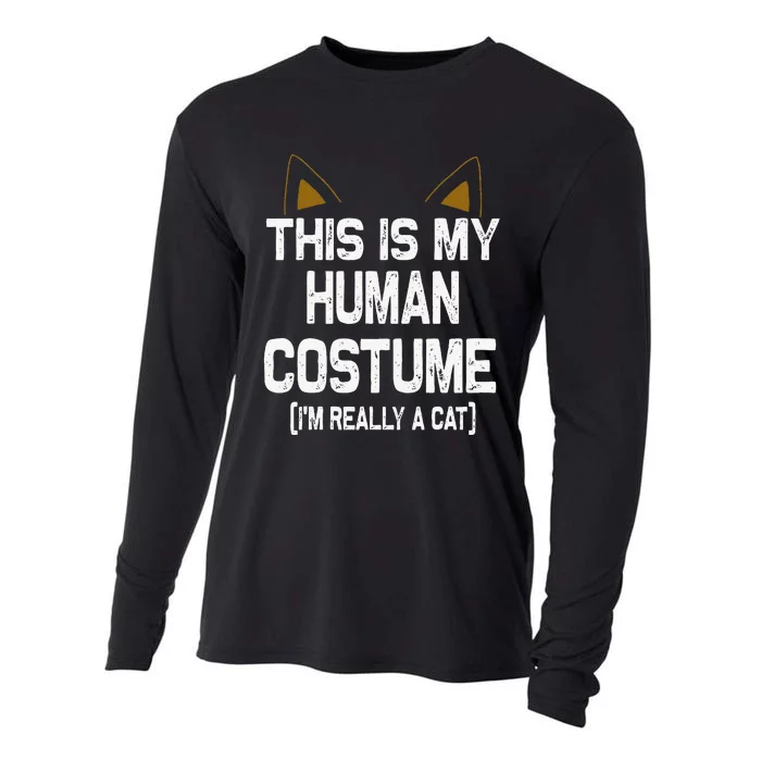 This Is My Human Costume Im Really A Cat Halloween Cooling Performance Long Sleeve Crew