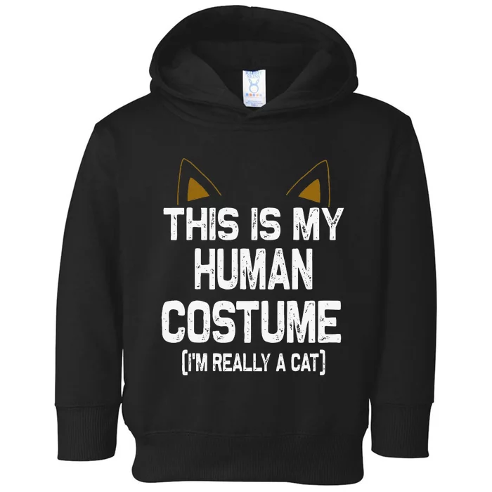 This Is My Human Costume Im Really A Cat Halloween Toddler Hoodie