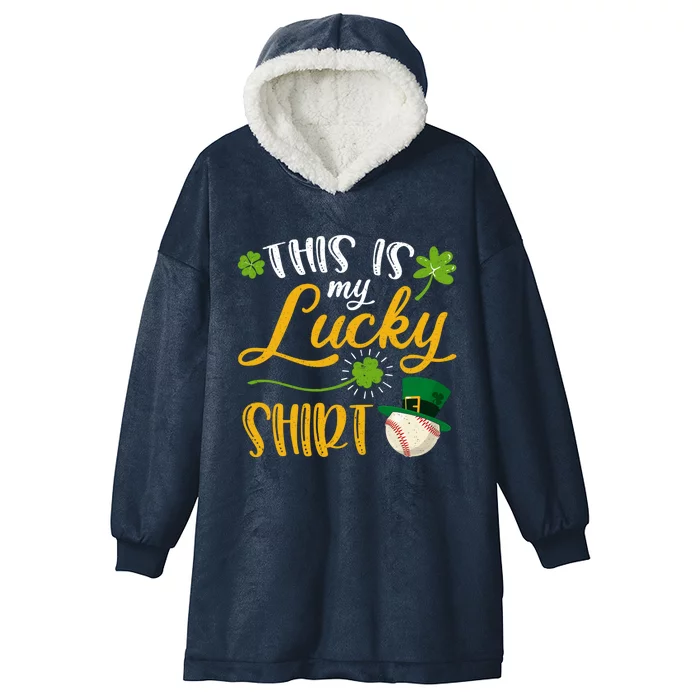 This Is My Lucky Baseball Shamrock Great Gift St Patricks Day Great Gift Hooded Wearable Blanket