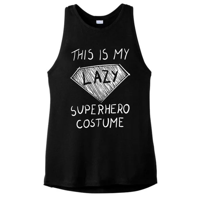 This Is My Lazy Superhero Costume Outfit Funny Halloween Ladies Tri-Blend Wicking Tank