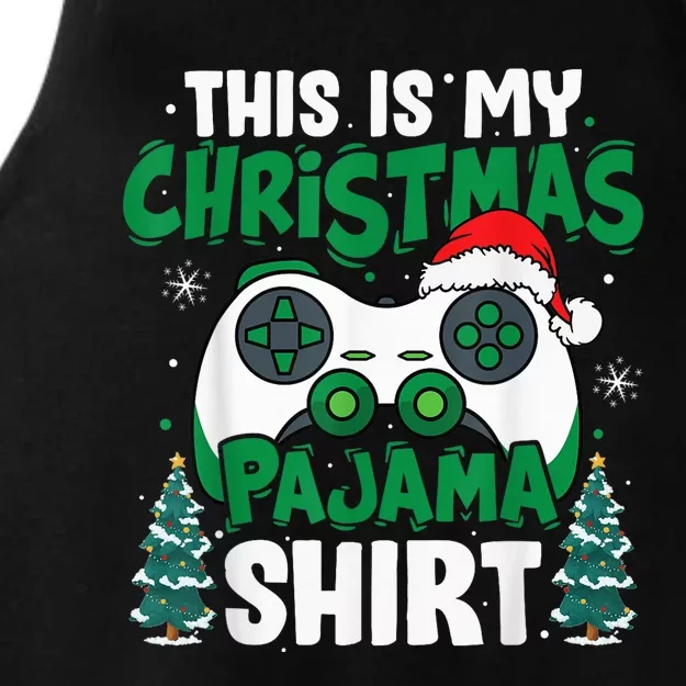 This Is My Christmas Pajama Video Game Gamer Boy Teens Ladies Tri-Blend Wicking Tank