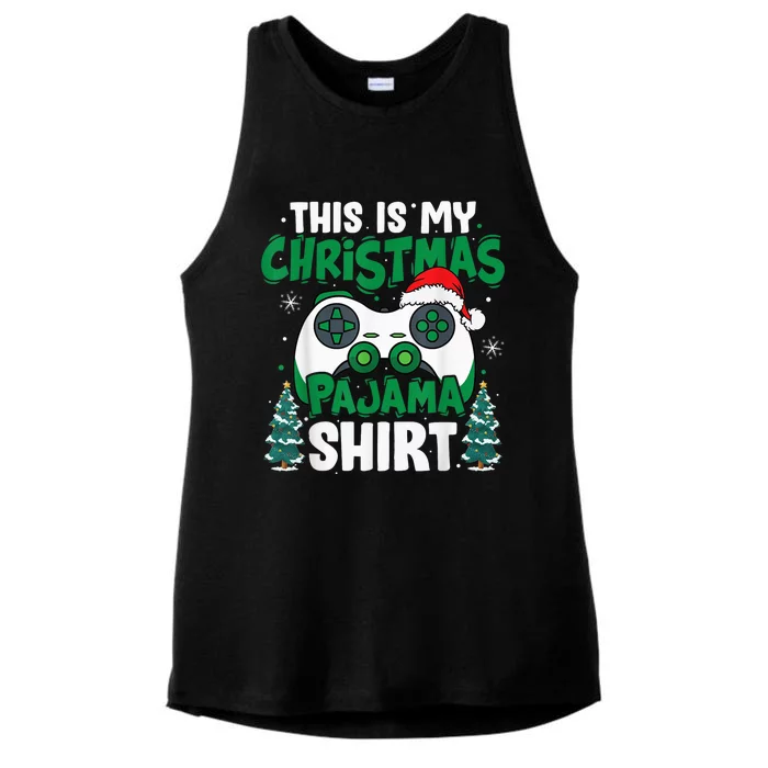 This Is My Christmas Pajama Video Game Gamer Boy Teens Ladies Tri-Blend Wicking Tank