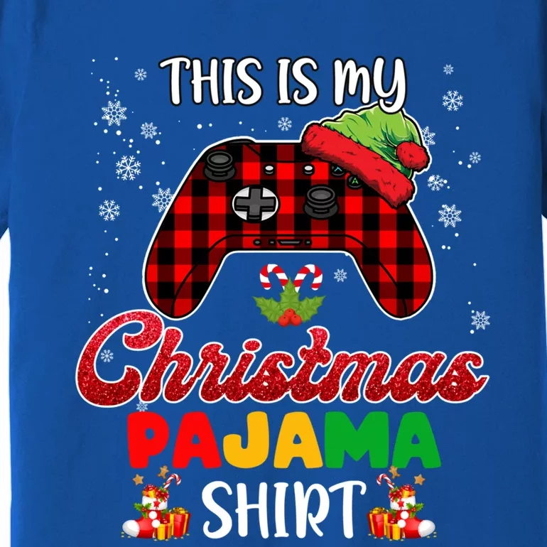 This Is My Christmas Pajama Santa Hat Gamer Video Game Games Gift Premium T-Shirt