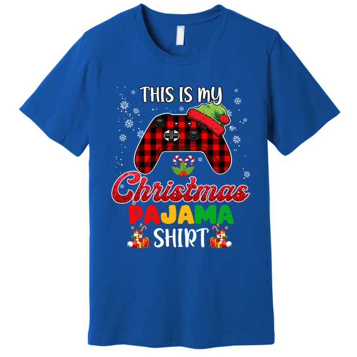 This Is My Christmas Pajama Santa Hat Gamer Video Game Games Gift Premium T-Shirt