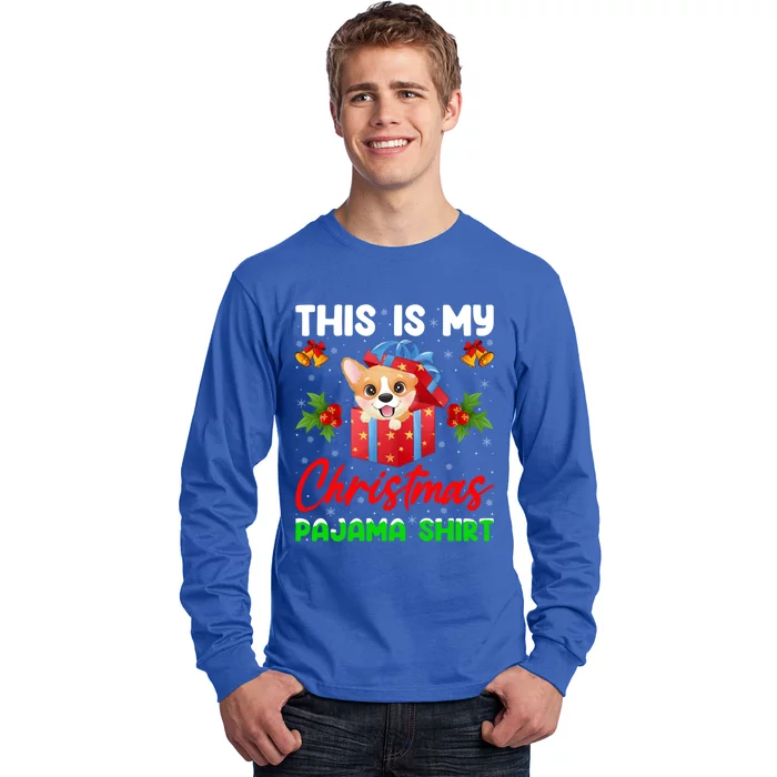 This Is My Christmas Pajamas Lighting Santa Corgi Dog Xmas Gift Long Sleeve Shirt