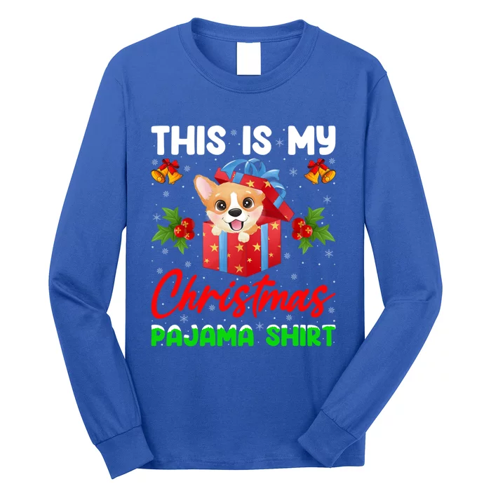 This Is My Christmas Pajamas Lighting Santa Corgi Dog Xmas Gift Long Sleeve Shirt