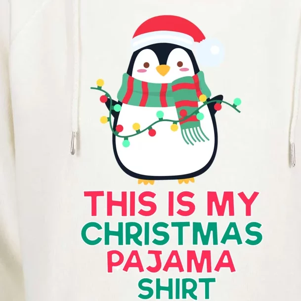 This Is My Christmas Pajama Gift Funny Christmas Penguin Gift Womens Funnel Neck Pullover Hood