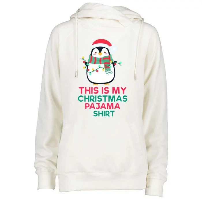 This Is My Christmas Pajama Gift Funny Christmas Penguin Gift Womens Funnel Neck Pullover Hood