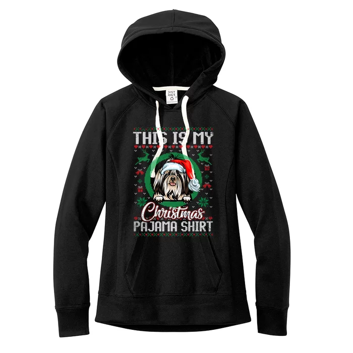 This Is My Christmas Pajama Gift Santa Shih Tzu Gift Women's Fleece Hoodie