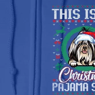 This Is My Christmas Pajama Gift Santa Shih Tzu Gift Full Zip Hoodie