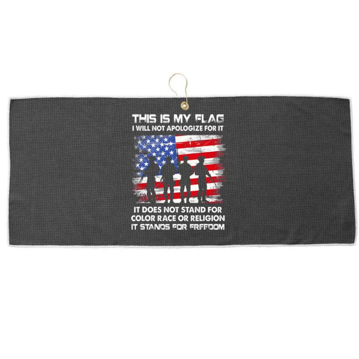 This is my Flag i will not apologize for it Veteran Flag USA Large Microfiber Waffle Golf Towel