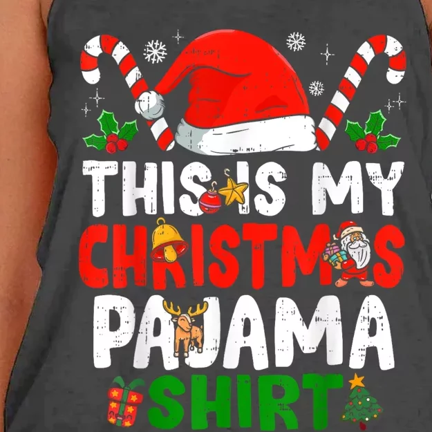 This Is My Christmas Pajama Xmas Family Matching Funny Women's Knotted Racerback Tank