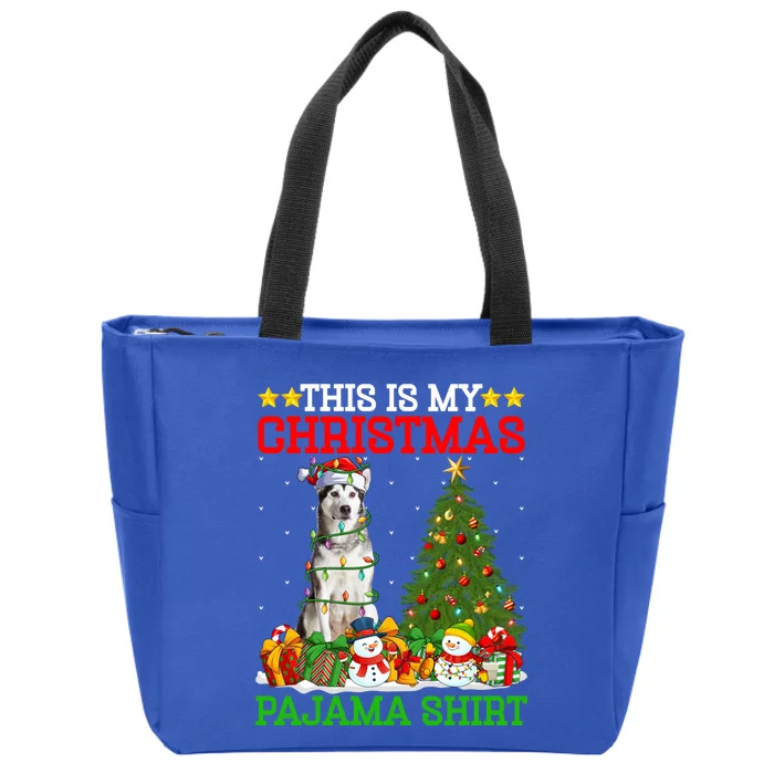 This Is My Christmas Pajamas Alaskan Malamute Dog Christmas Gift Zip Tote Bag