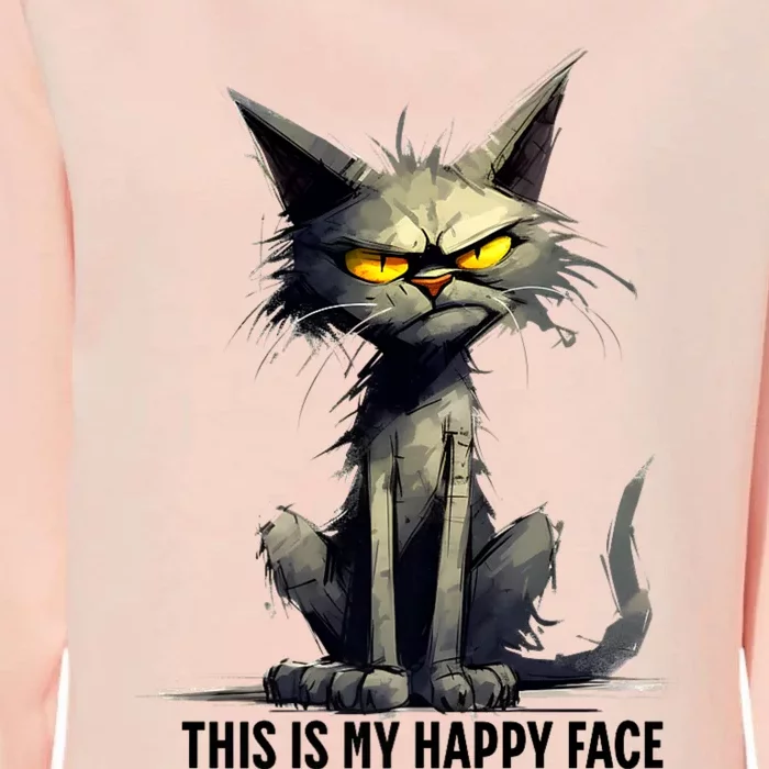 This Is My Happy Face Cat Funny Womens California Wash Sweatshirt