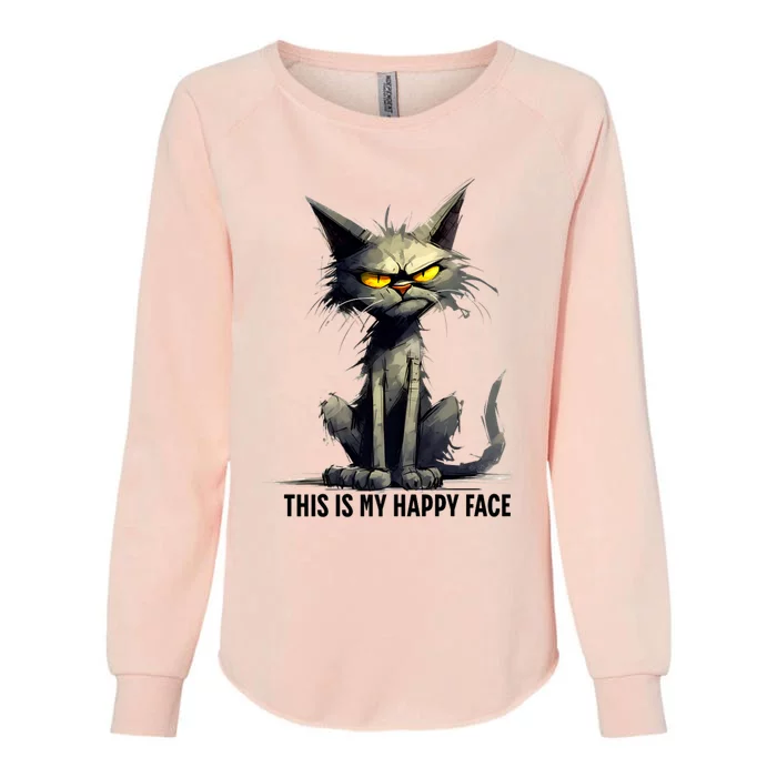 This Is My Happy Face Cat Funny Womens California Wash Sweatshirt