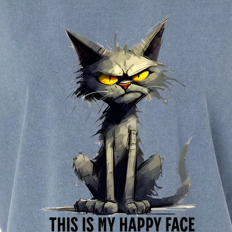 This Is My Happy Face Cat Funny Garment-Dyed Women's Muscle Tee