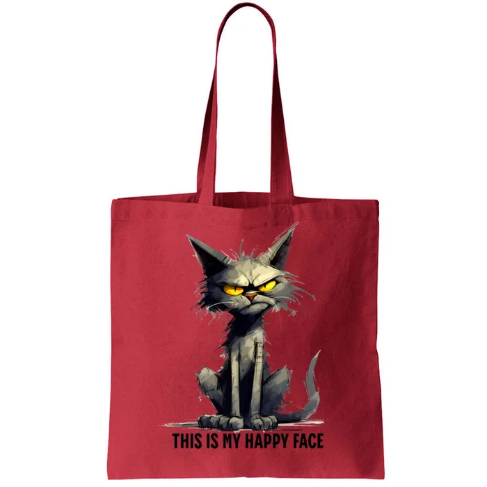 This Is My Happy Face Cat Funny Tote Bag