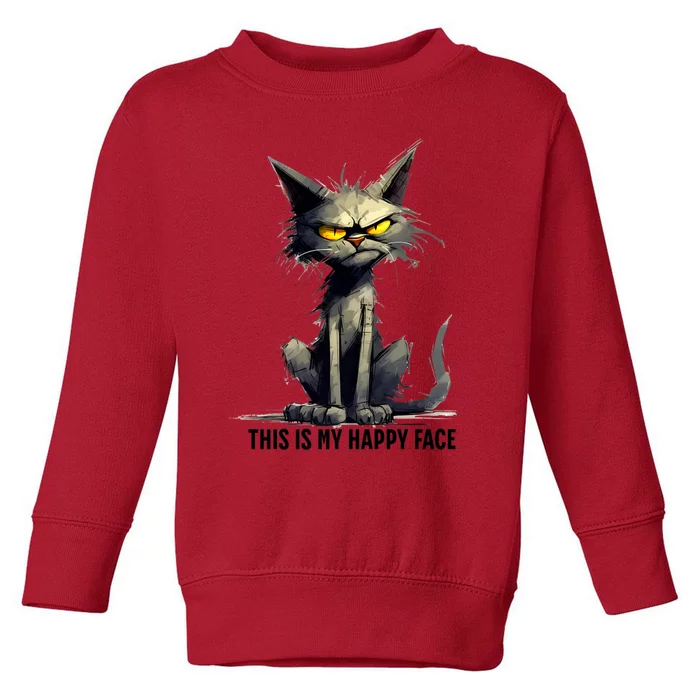 This Is My Happy Face Cat Funny Toddler Sweatshirt