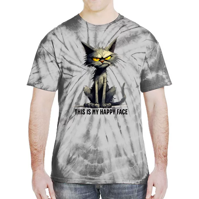 This Is My Happy Face Cat Funny Tie-Dye T-Shirt