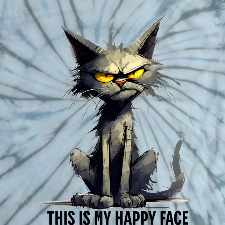 This Is My Happy Face Cat Funny Tie-Dye T-Shirt