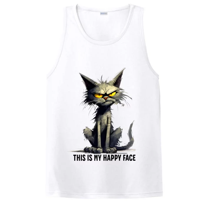 This Is My Happy Face Cat Funny Performance Tank