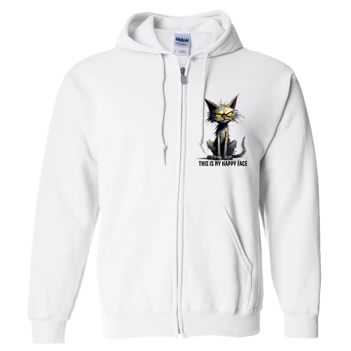 This Is My Happy Face Cat Funny Full Zip Hoodie