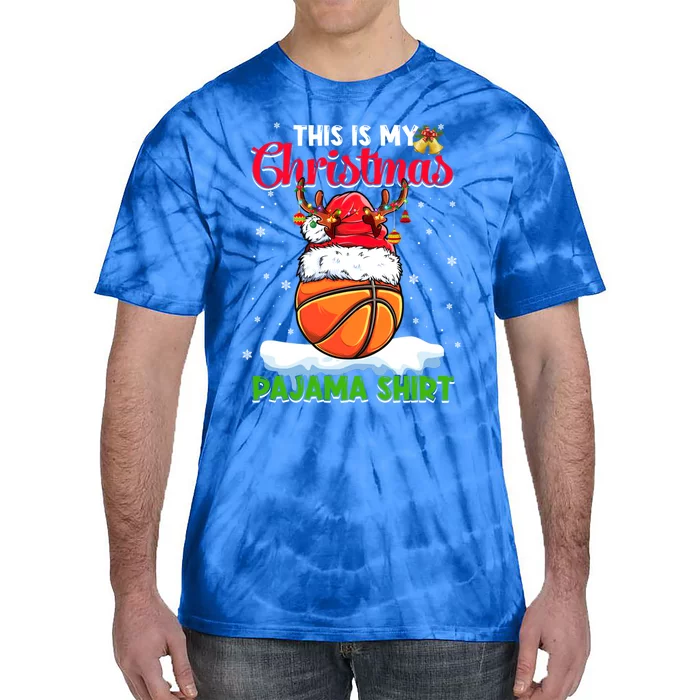 This Is My Christmas Pajama Xmas Light Basketball Ball Lover Cool Gift Tie-Dye T-Shirt