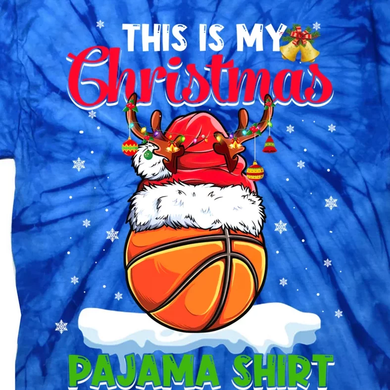 This Is My Christmas Pajama Xmas Light Basketball Ball Lover Cool Gift Tie-Dye T-Shirt