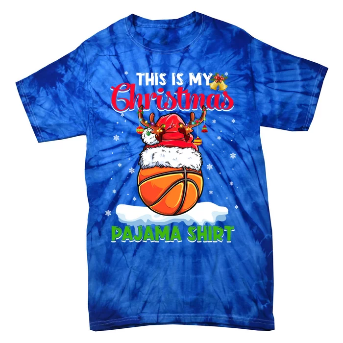 This Is My Christmas Pajama Xmas Light Basketball Ball Lover Cool Gift Tie-Dye T-Shirt