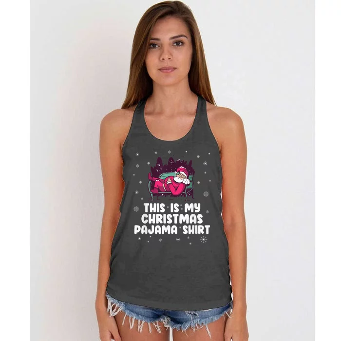 This Is My Christmas Pajama Shirt Funny Christmas Santa Women's Knotted Racerback Tank