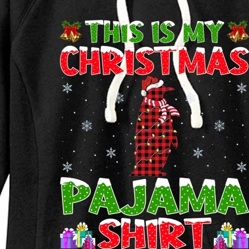 This Is My Christmas Pajamas Buffalo Plaid Penguin Christmas Gift Women's Fleece Hoodie