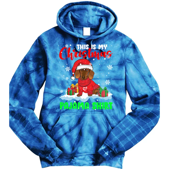 This Is My Christmas Pyjama Funny Gift Christmas Santa Dachshund Cool Gift Tie Dye Hoodie