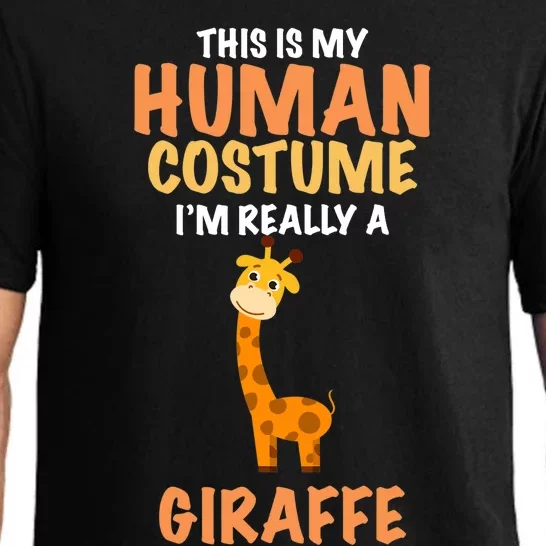 This Is My Human Costume I'm Really A Giraffe Funny Pajama Set