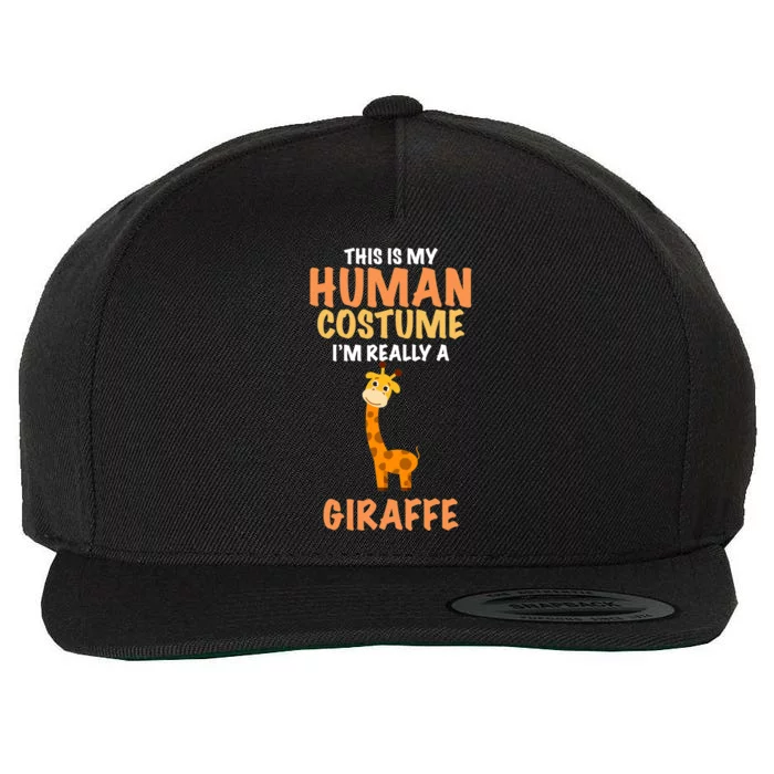 This Is My Human Costume I'm Really A Giraffe Funny Wool Snapback Cap