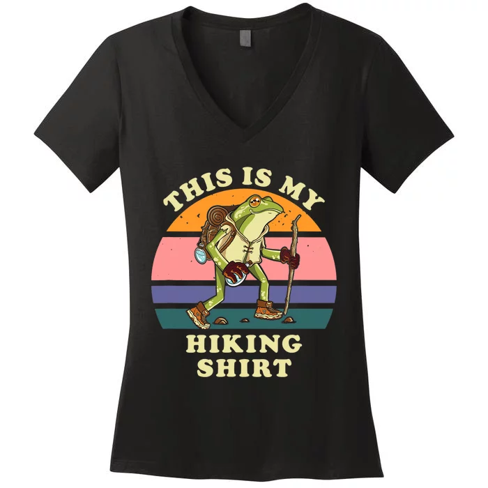 This Is My Hiking Funny Hiker Backpacking Trail Women's V-Neck T-Shirt