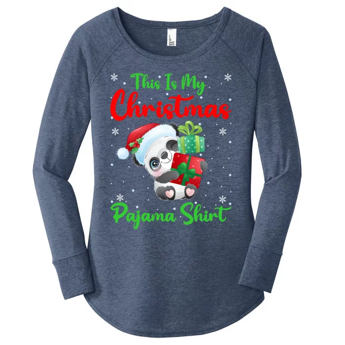 This Is My Christmas Pajamas Xmas Decoration Panda Christmas Great Gift Women's Perfect Tri Tunic Long Sleeve Shirt