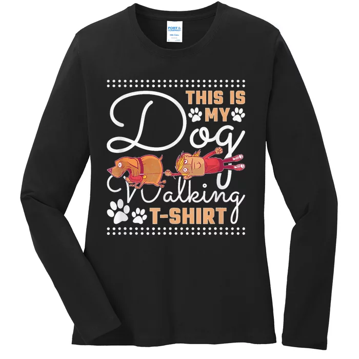 This Is My Dog Walking Ladies Long Sleeve Shirt