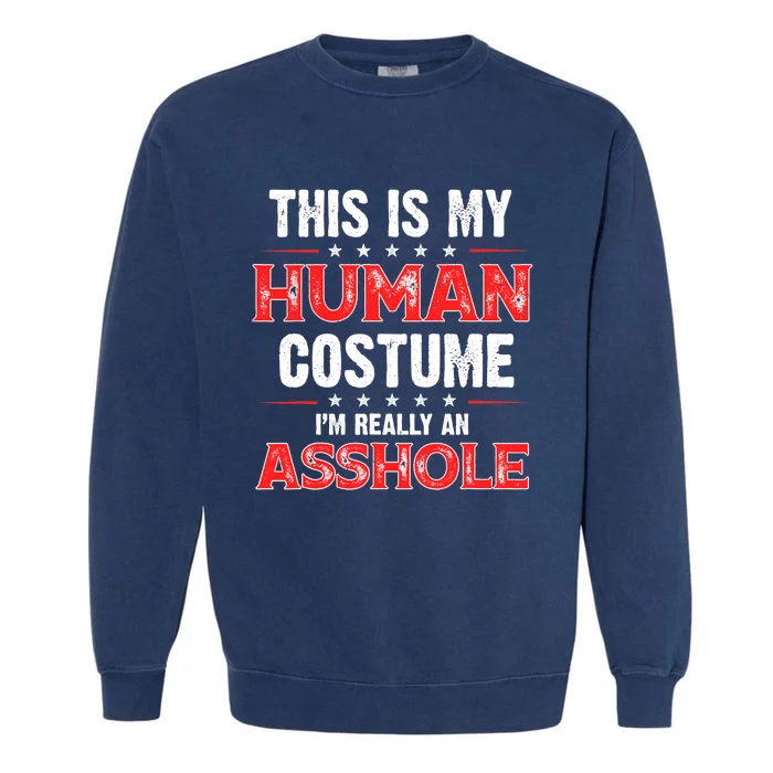 This Is My Human Costume Im Really An Asshole Garment-Dyed Sweatshirt