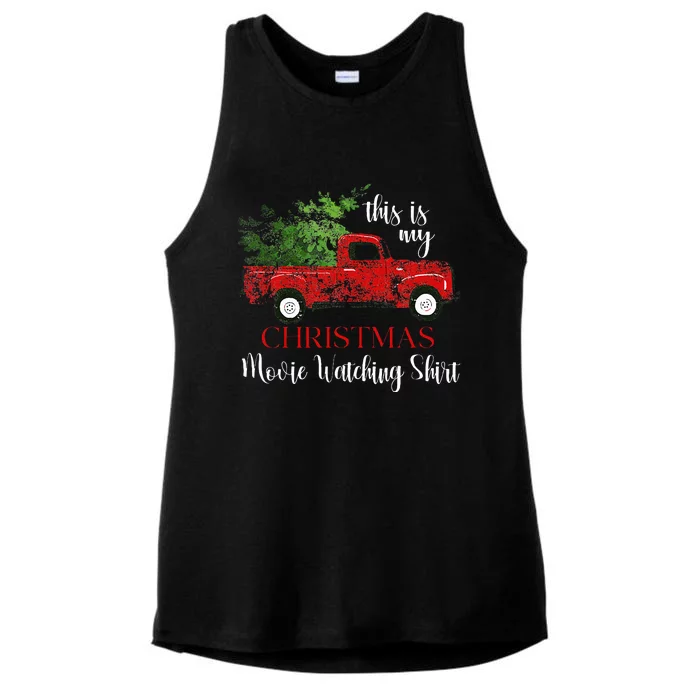 This Is My Christmas Movie Watching Vintage Red Truck Ladies Tri-Blend Wicking Tank