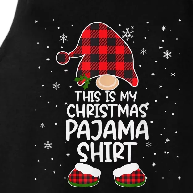 This Is My Christmas Pajama Shirt Gnome Xmas Red Plaid Ladies Tri-Blend Wicking Tank