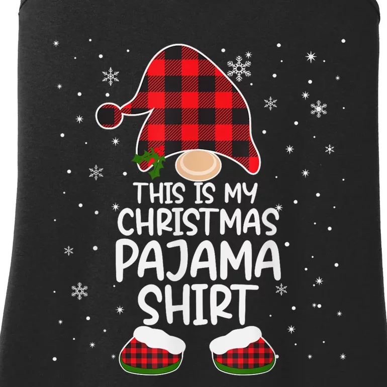 This Is My Christmas Pajama Shirt Gnome Xmas Red Plaid Ladies Essential Tank