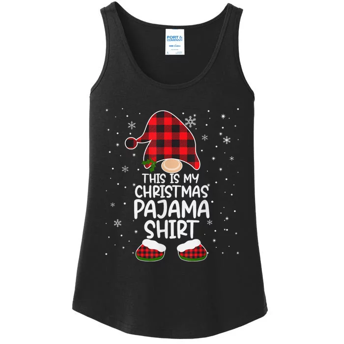 This Is My Christmas Pajama Shirt Gnome Xmas Red Plaid Ladies Essential Tank