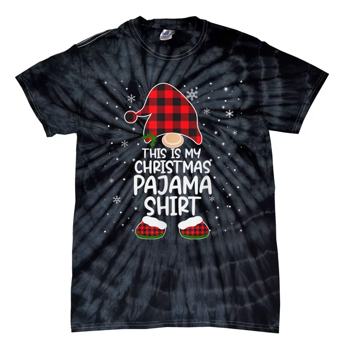 This Is My Christmas Pajama Shirt Gnome Xmas Red Plaid Tie-Dye T-Shirt