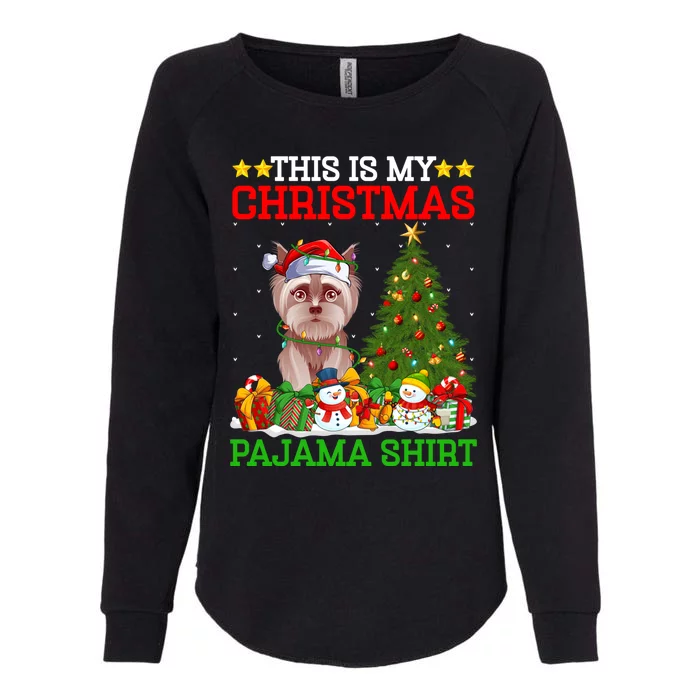 This Is My Christmas Tree Pajamas Yorkie Dog Christmas Funny Gift Womens California Wash Sweatshirt