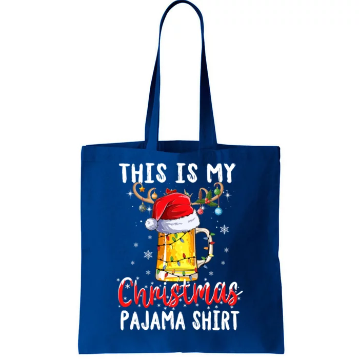 This Is My Christmas Pajama Gift Funny Beer Ing Xmas Gift Tote Bag